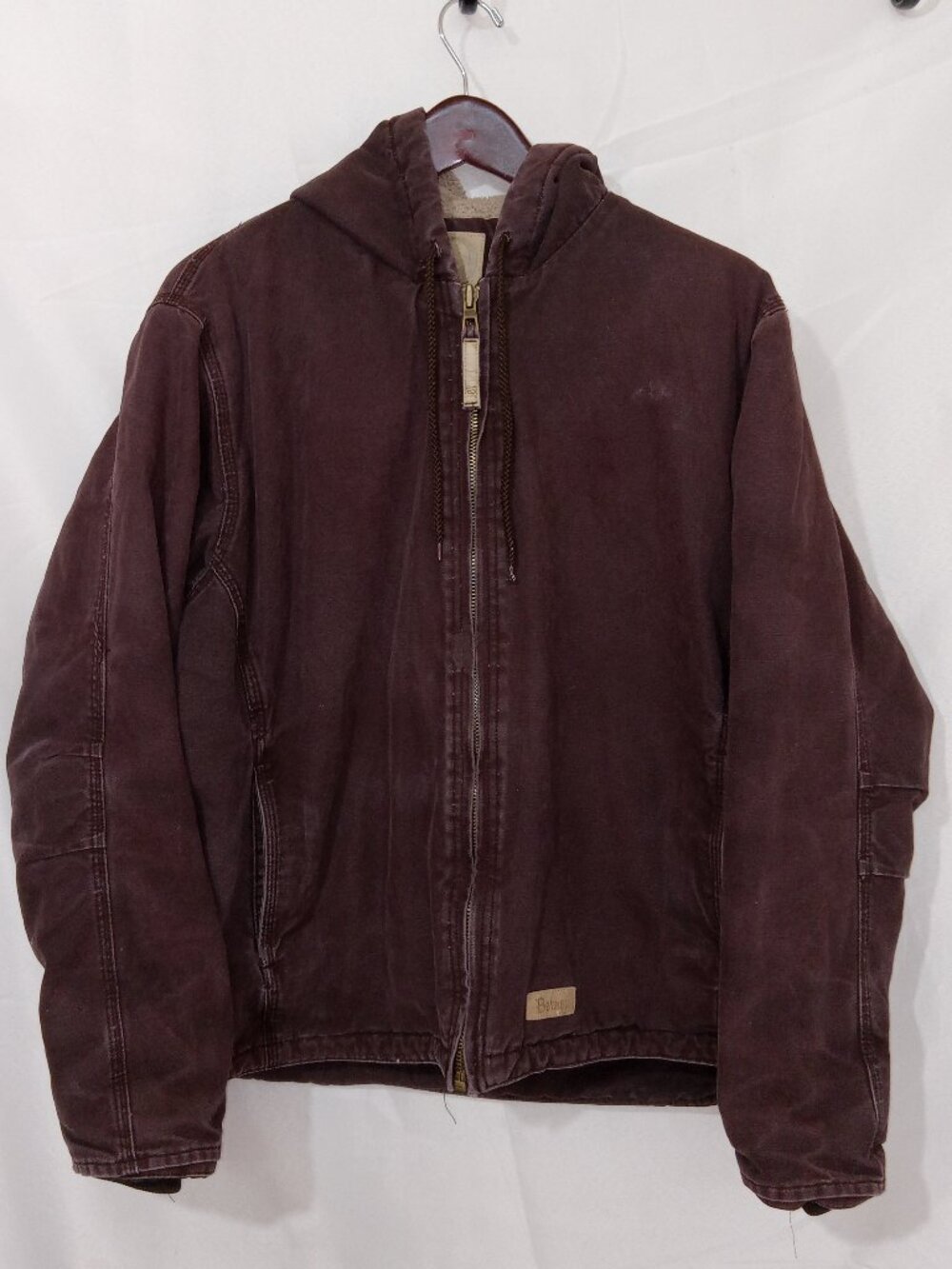 Berne Women's Sherpa Lined Hooded Jacket Brown XL Full Zip Workwear Chore Coat